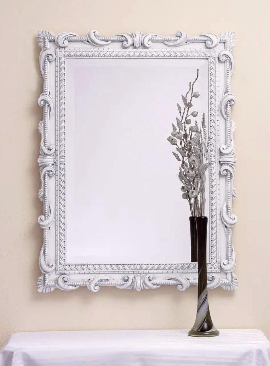 Specchi decorativi rettangolari bianchi, specchio Mid-Century Modern per decorazioni murali, specchio da parete piccolo e decorato, specchio intagliat