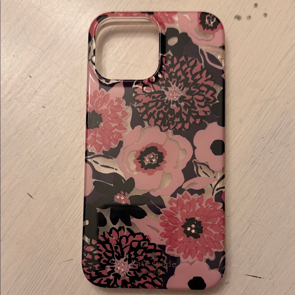 Kate Spade Cell Phones & Accessories | Floral Pink And Black Kate Spade Phone Case For Iphone 13 Pro Max | Color: Black/Pink | Size: Iphone 13 Pro Max