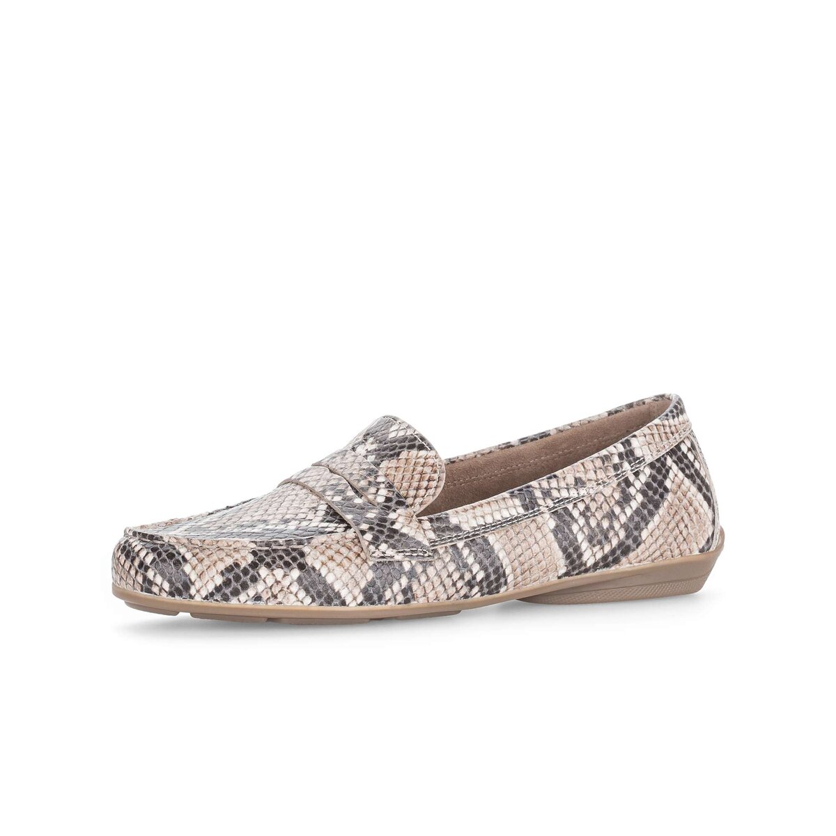 Mokassin GABOR "Mokassin Effektleder", Damen, Gr. 39, beige, Schuhe Mokassin