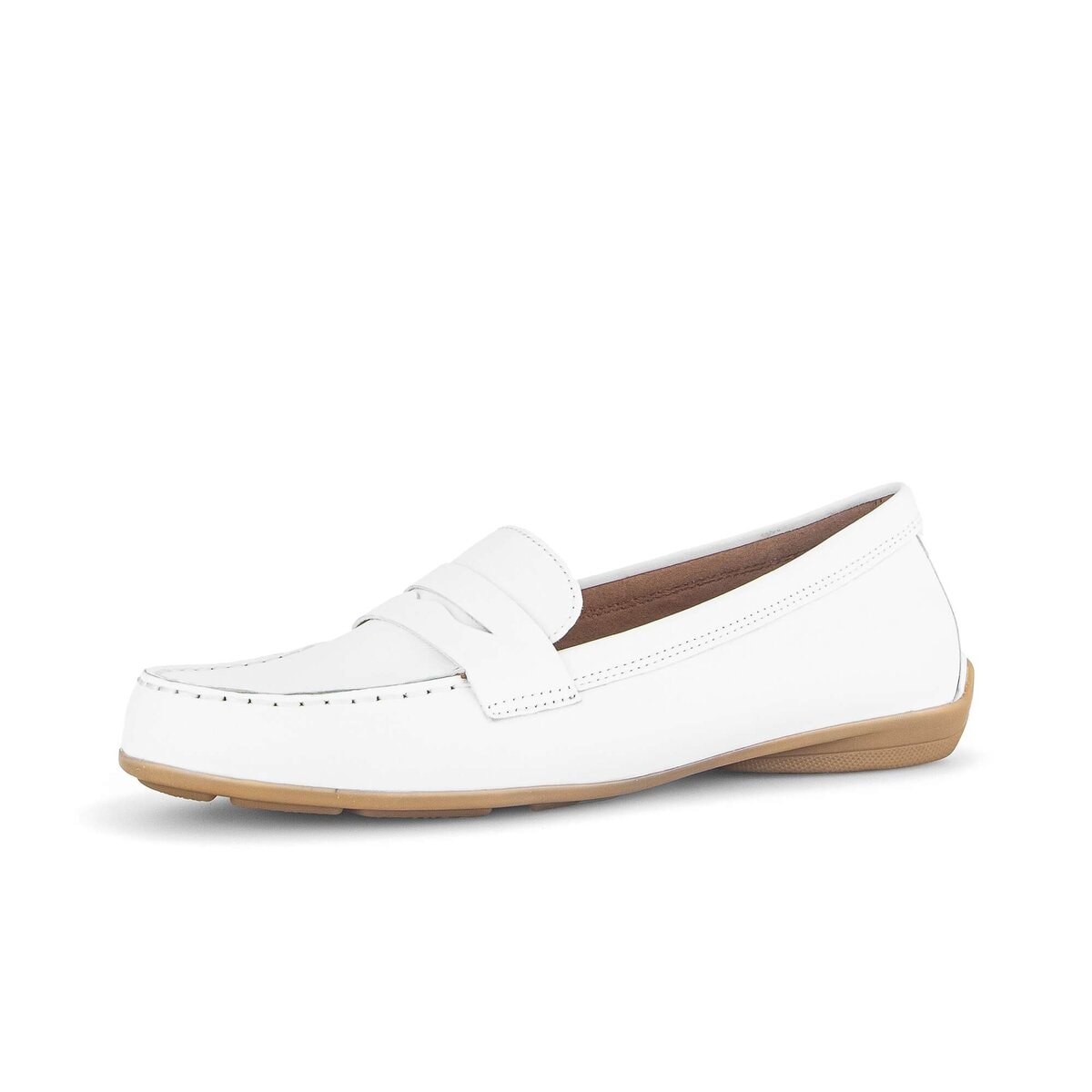 Mokassin GABOR "Mokassin Glattleder", Damen, Gr. 42,5, weiß, Schuhe Mokassin