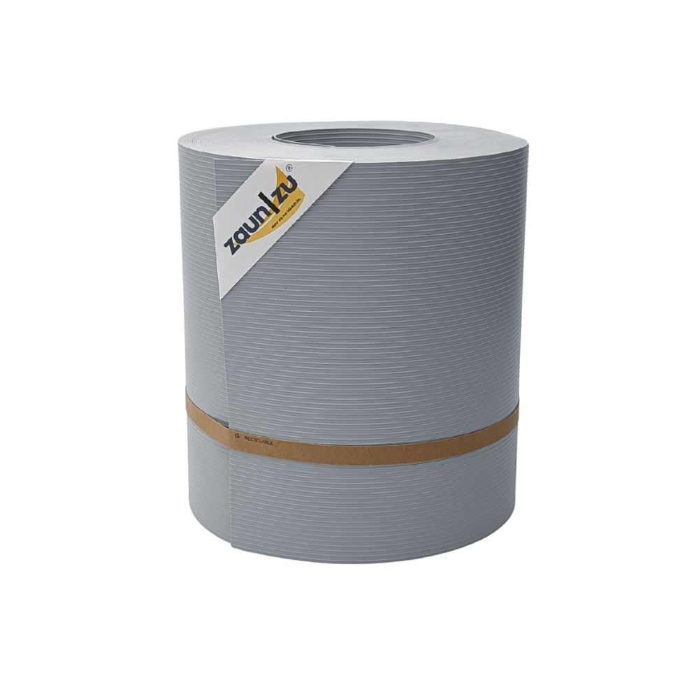 zaun|zu® Sichtschutz Rille Maxi Rolle für Doppelstabmatten 24cm hoch Fenstergrau 26m Image