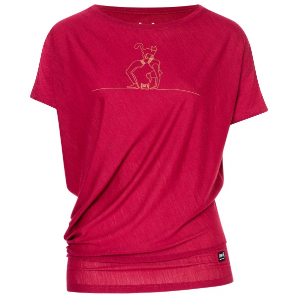 super.natural - Women's Cat Yoga Loose Tee - Merinoshirt Gr XL rosa