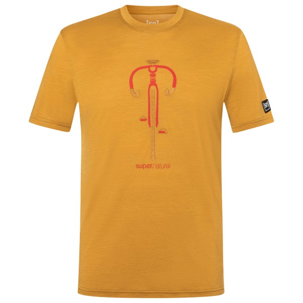 super.natural - Vintage Bike Tee - Merinoshirt Gr 48/50 - M orange/gelb