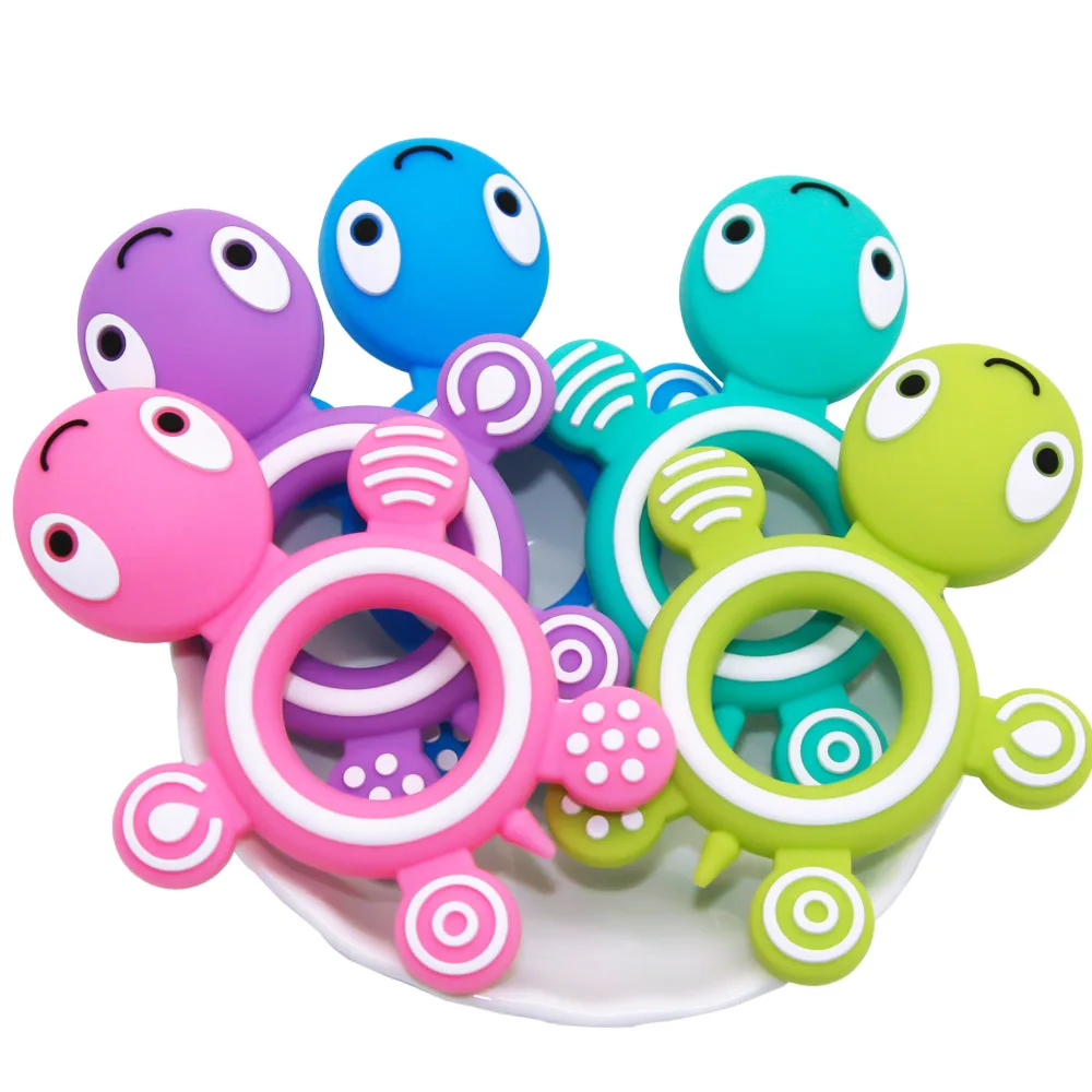 Cute-idea Silicone Baby Teethers 1pc Turtle Animal cartoon Food Grade Silicone Tiny Rod Kids Goods Nurse Gift Baby Teething Toy