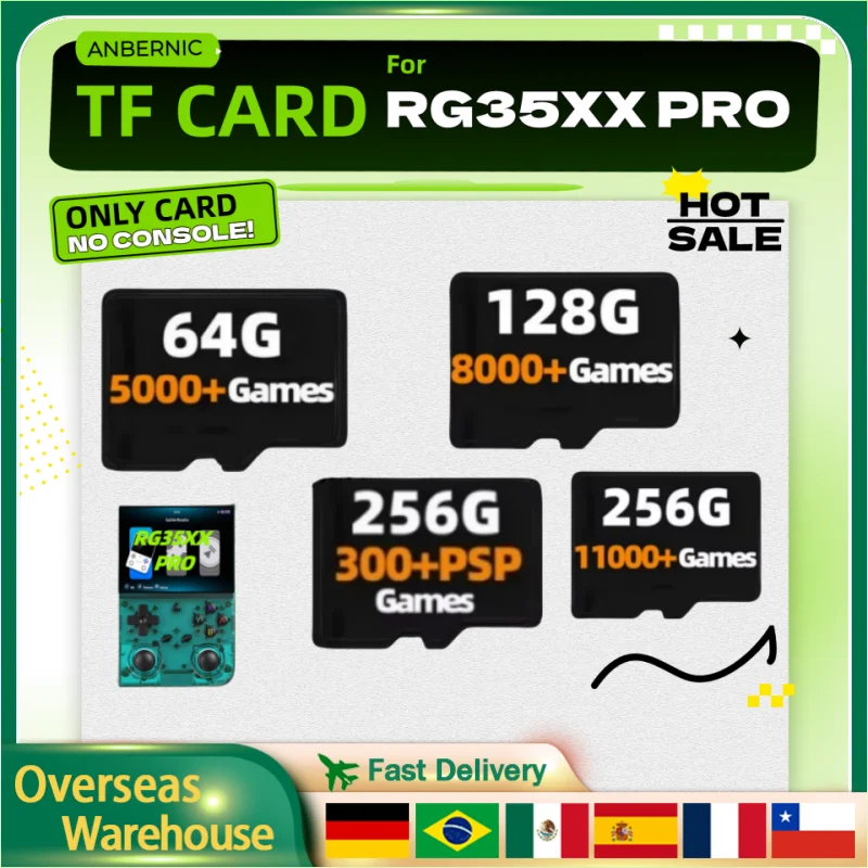 Für ANBERNIC RG35XX PRO Speicherkarte Retro Handheld Spielkonsole Vorinstallierte TF Karte Universal 256G 300 + PSP Spiele 11000 + Spiele Geschenke Image
