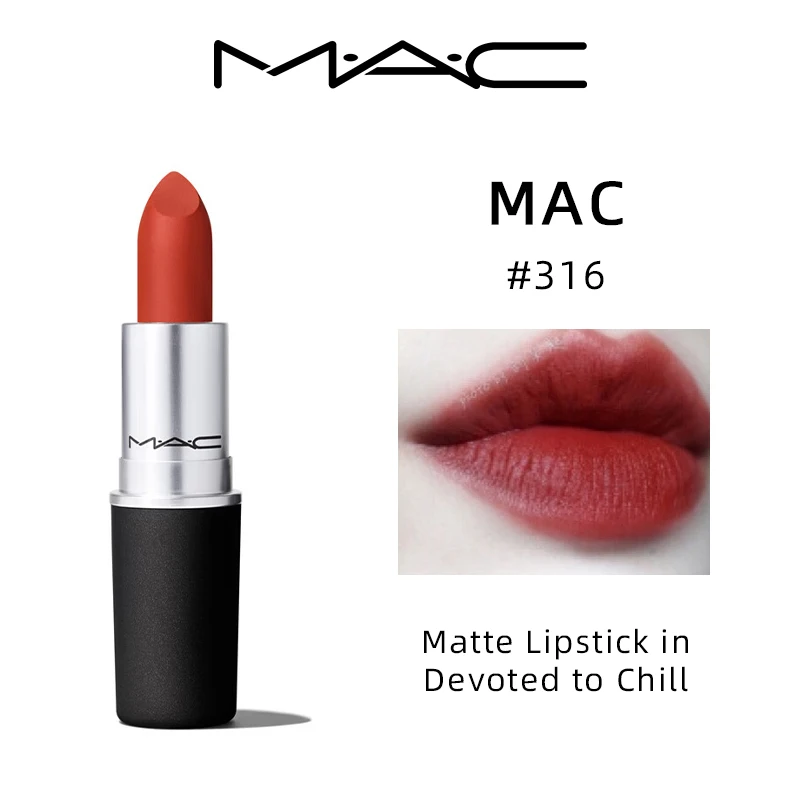 MAC Matte Lipstick Powder Kiss Rouge à lèvres # 316 - 3.0g - Cosmétiques de maquillage Mac originaux pour femmes, maquillage de beauté, articles Sephora