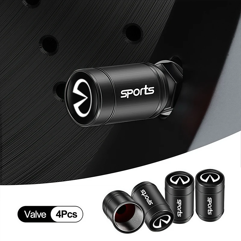 4Pcs Auto Reifen Ventil Kappen Metall Staub Proof Kappe Für Infiniti Q50 G37 FX30 FX35 Q60 QX50 M37 ESQ JX35 QX70 Q30 M35 QX30 G35 QX60 FX Image