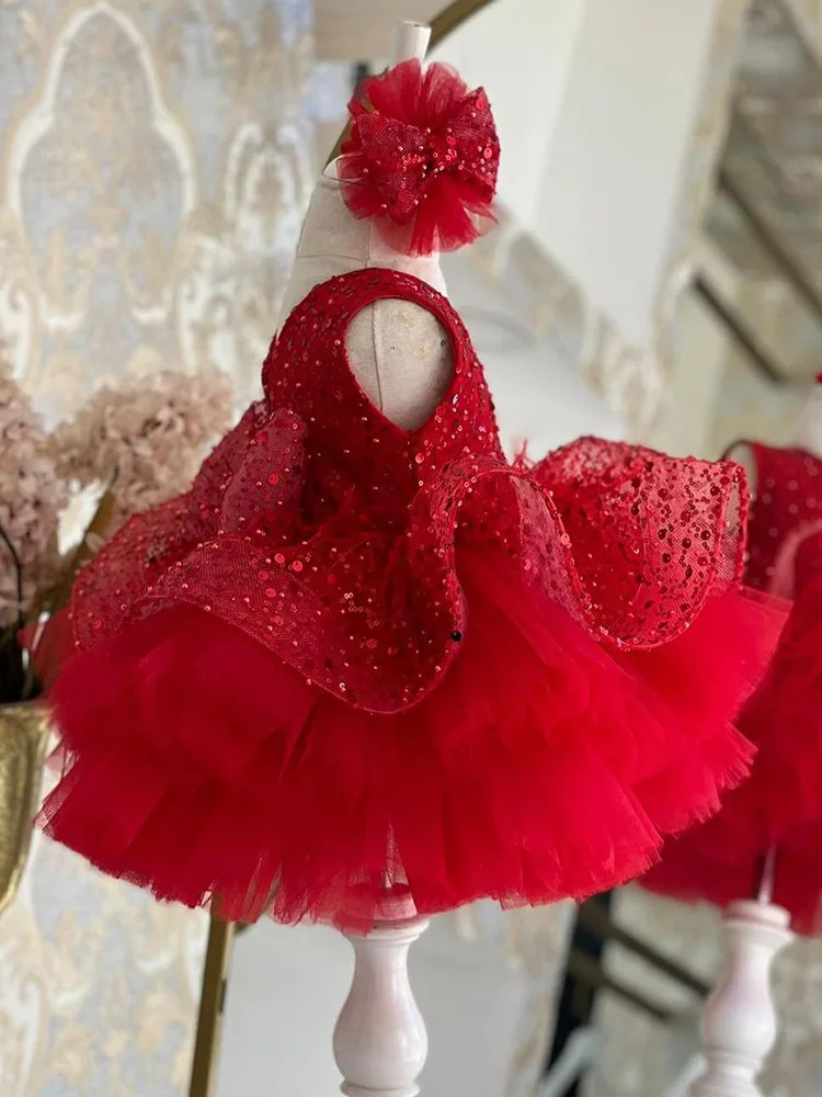 Mädchen Geburtstag Prinzessin Kleid Pailletten Mesh Kinder Performance Kostüm TutuKurzer Rock für einjährige Stilvoller Außenhandel Image