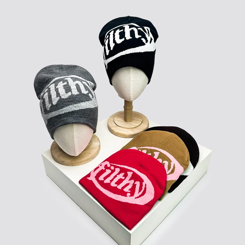 Autumn and Winter New Unisex European Style Letter Knitted Hats Warm Hip Hop Versatile Street Beanies Outdoor Fashion Skate Rap
