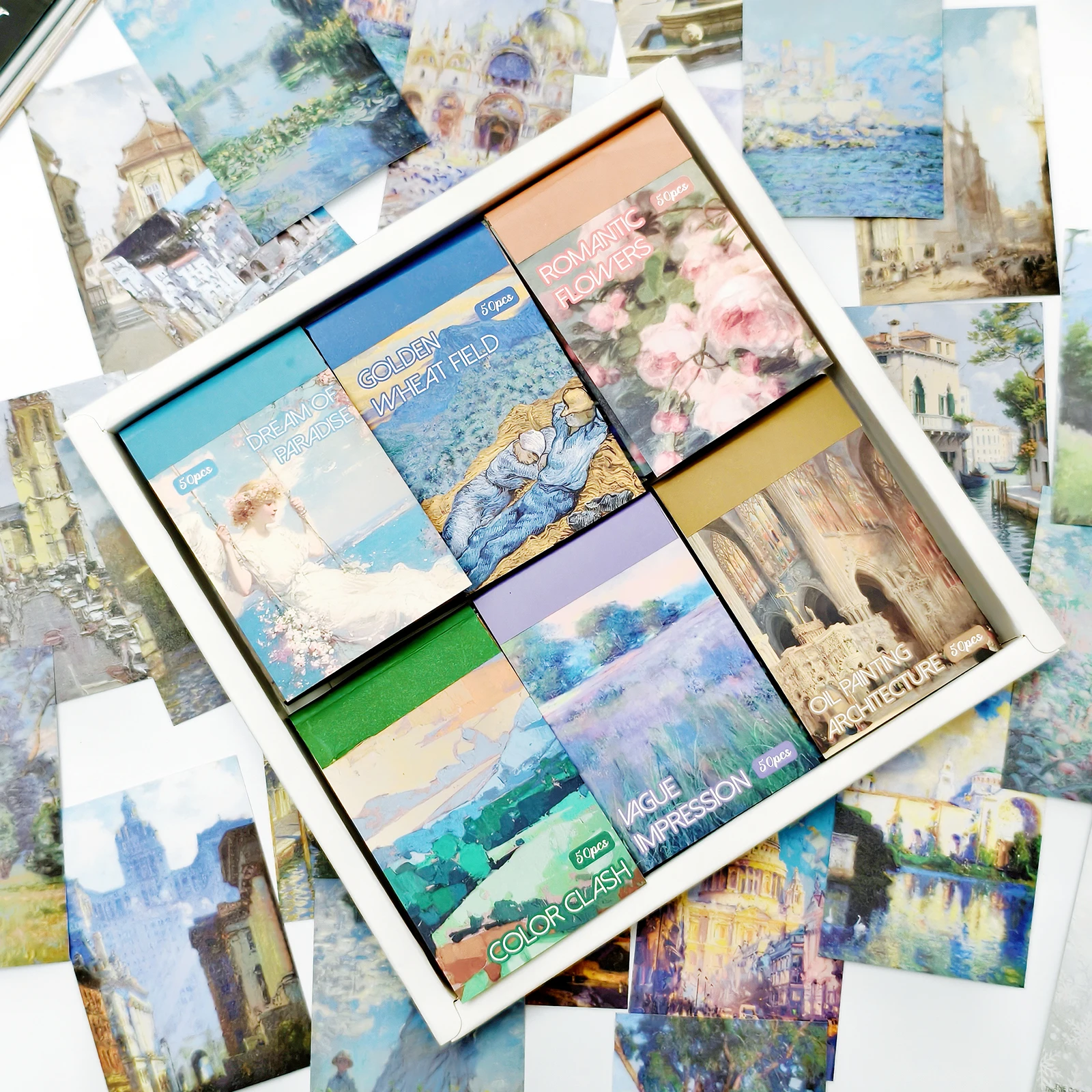 6 Sets 300 Stück Washi-Aufkleberbuch, Landschaft INS-Aufkleber-Set für Junk Journal Tagebuch Handwerk Planer Dekor Album Telefon Scrapbooking Image