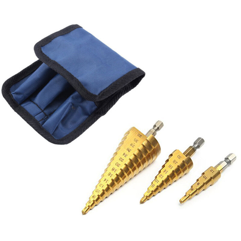 Tonchean - Punte Per Trapano A Gradini In Metallo, Punte Per Trapano A Gradini In Metallo Coniche In Titanio Hss Da 4-12/20/32 Mm, Punte Per Trapano A Gradini Con Gambo Esagonale Per Cacciavite Per Metallo, Acci