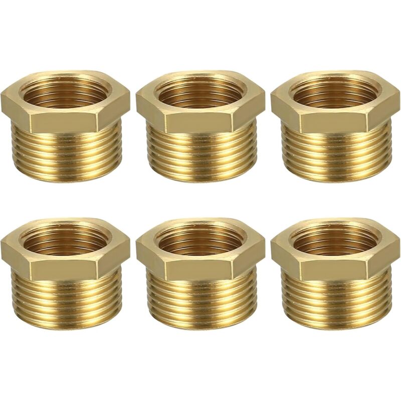 6 Pezzi 3/4 Maschio 1/2 Femmina Riduzione, 1/2' Femmina A 3/4' Maschio Bsp Adattatore In Ottone Filettatura, Ottone Riduzione Maschio 26,4 Mm Femmina 18,6 Mm Per Conversione Raccordo Tubo