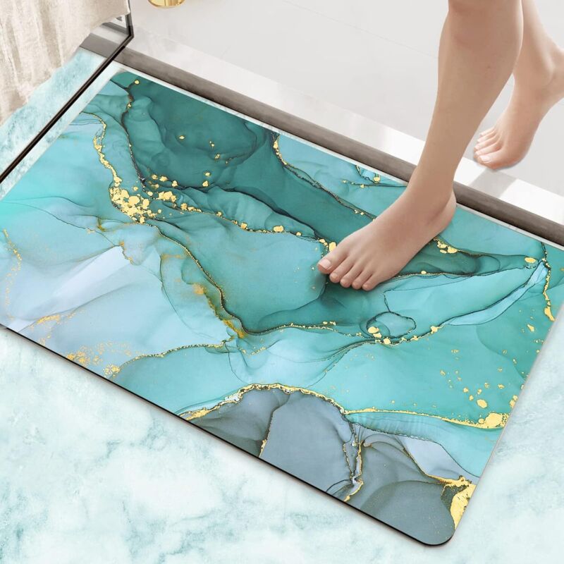 Tappetino Da Bagno Antiscivolo 40 X 60 Cm, Tappetino Da Bagno In Diatomite, Super Assorbente, Asciugatura Rapida, Tappetino Da Bagno Per Porte Del Bagno, Soggiorno, Tappetino Da Bagno Lavabile (verde