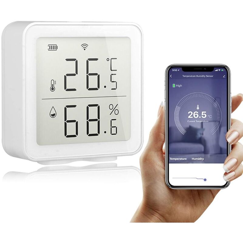 Sensore Di Temperatura Wireless Tuya Wifi, Termometro Igrometro Digitale Lcd, Sensore Intelligente Di Temperatura E Umidità, Compatibile Con Alexa