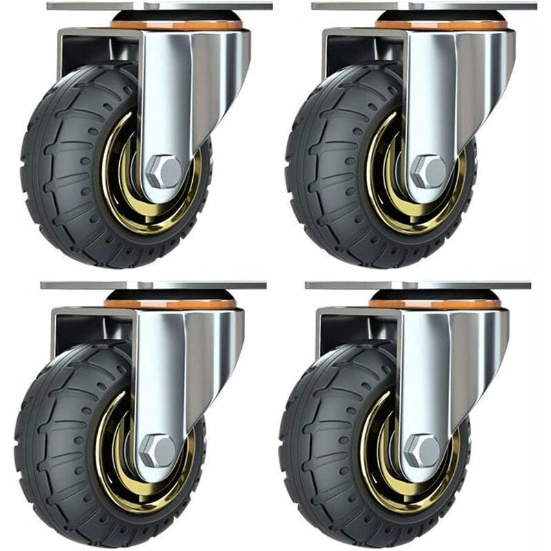 Trip Set Di 4 Ruote Universali Da 3 Pollici Senza Freni Ruote Silenziose Per Carrelli Ruote Universali Ruote Girevoli Da 75 Mm Ruote Piastre Industriali Ruote Da Trasporto Per Mobili Fdc