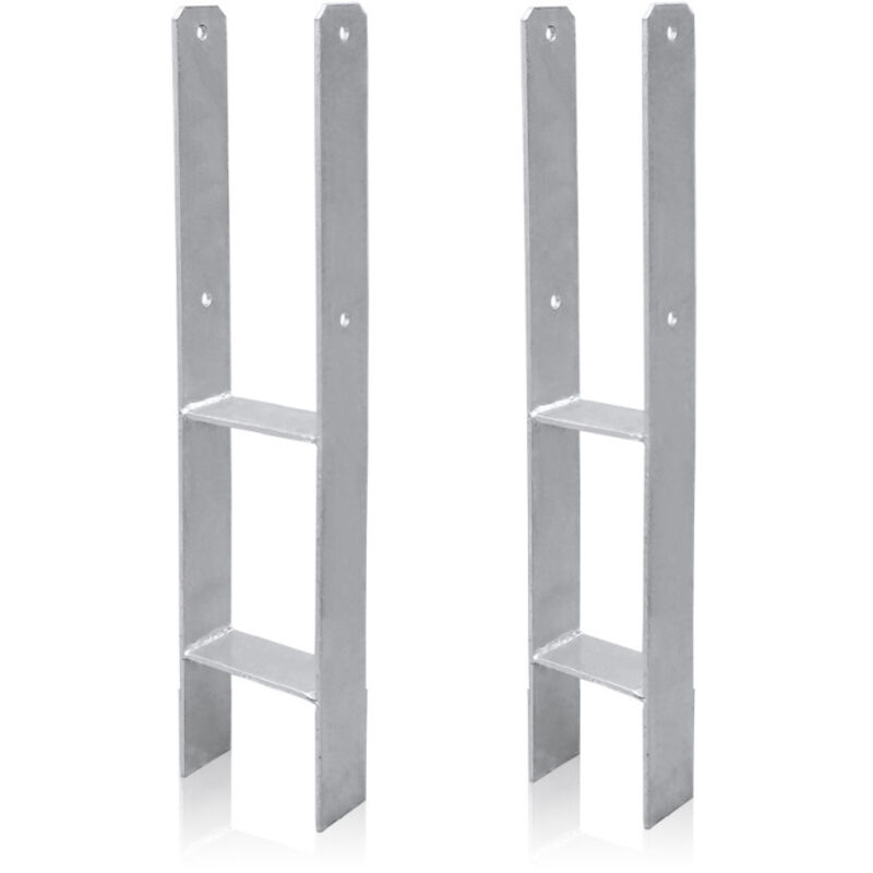 Swanew 2 X H-anchor Supporto Per Palo Ancoraggio Per Palo Zincato A Caldo 600mm Ancoraggio Per Palo H 101mm