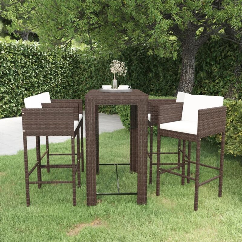 Les Tendances - Vidaxl Set Da Bar Da Giardino 5 Pz Con Cuscini In Polyrattan Marrone