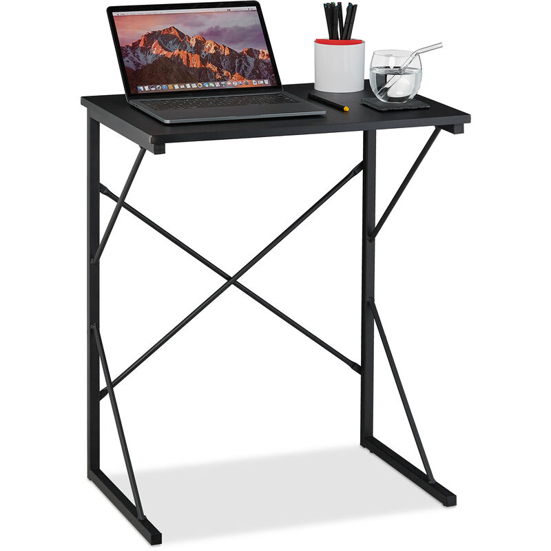 Tavolino Da Pc, H X L X P: 75 X 60 X 40 Cm, Mini Scrivania Da Computer, Porta Laptop, Da Studio, Ferro, Nero - Relaxdays
