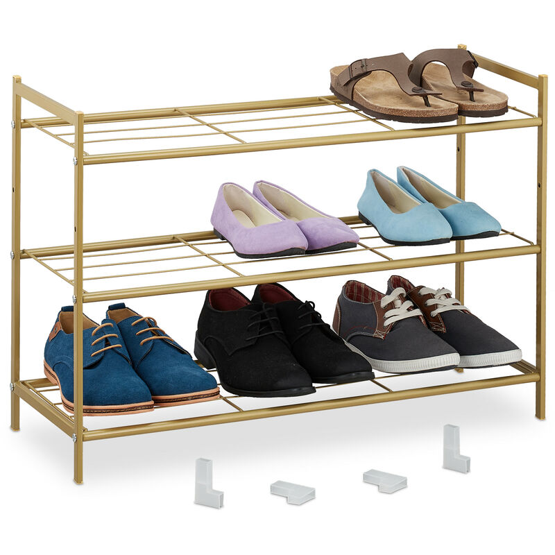 Scarpiera A 3 Ripiani, Scaffale Modulare Hxlxp: 50 X 70 X 26 Cm, Portascarpe Salvaspazio Slim 9 Paia Di Scarpe - Relaxdays