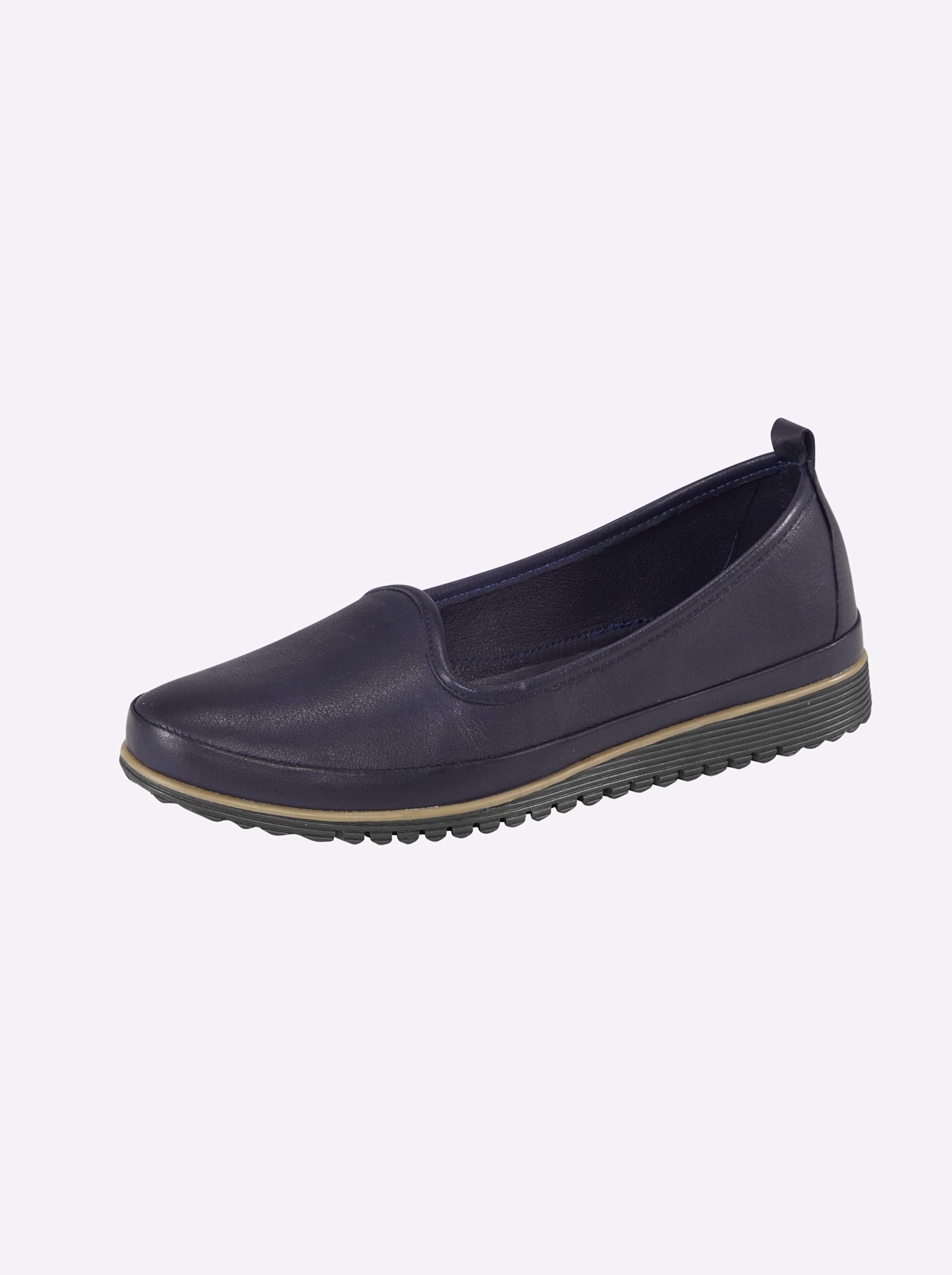 Slipper HEINE, Damen, Gr. 37, blau (marine), Glattleder, Leder, Schuhe Slipper