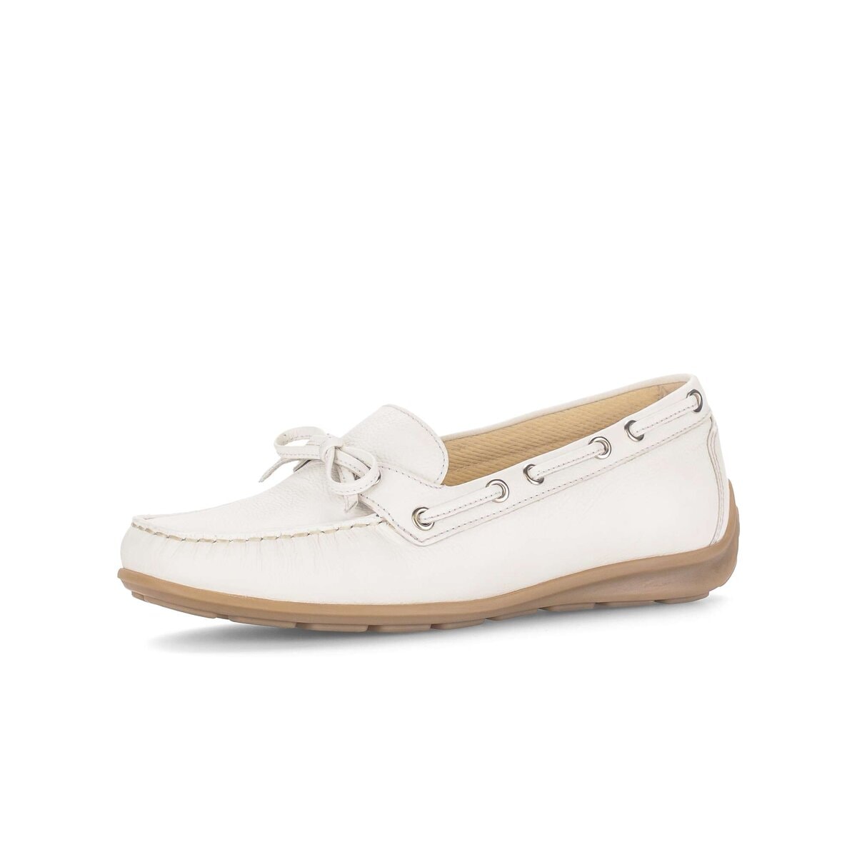 Mokassin GABOR "Mokassin Glattleder", Damen, Gr. 38, weiß, Schuhe Mokassin