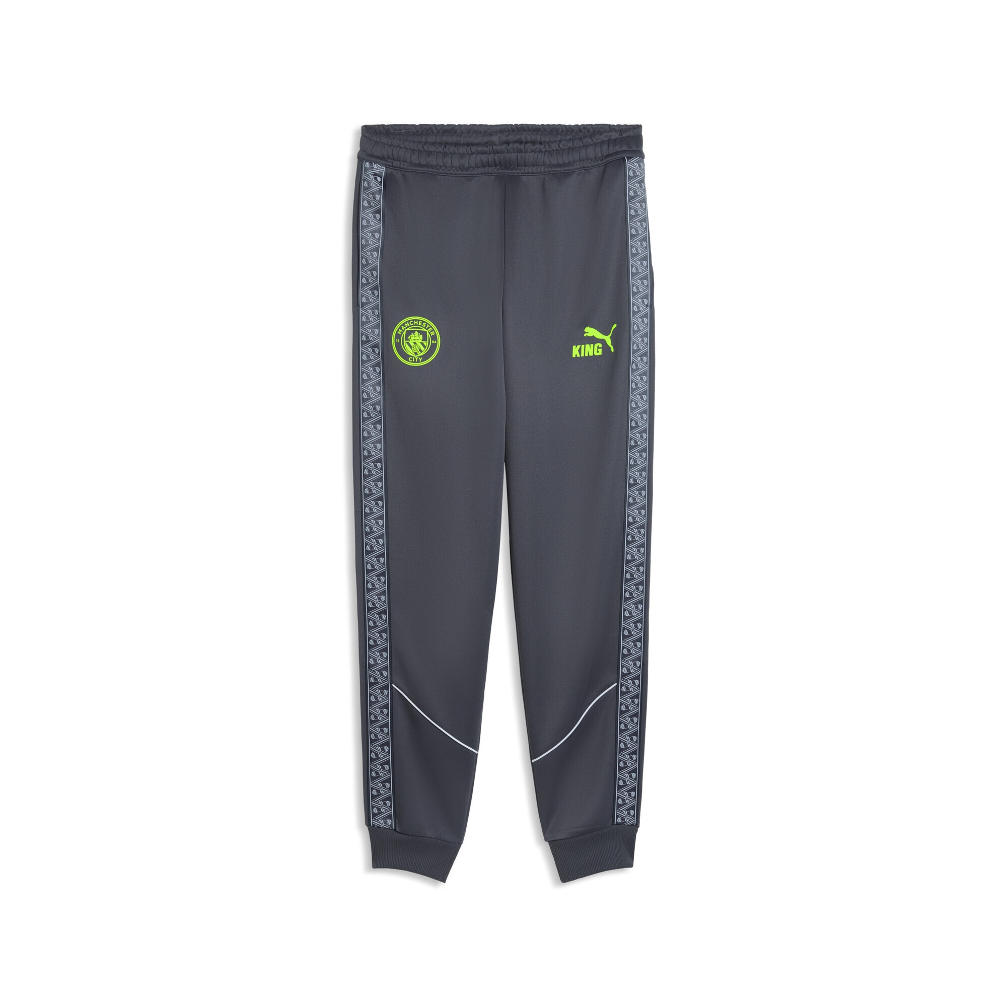 Sporthose PUMA "Manchester City KING Anthem Hose Herren", Damen, Gr. XL, Normalgrößen, galactic gray pro grün, Obermaterial: 63% Polyester, 37% Baumwolle; Taschenfutter: 100% Polyester; Rippe: 7% Elasthan, 93% Polyester; Besatz: 100% Polyester, slim...