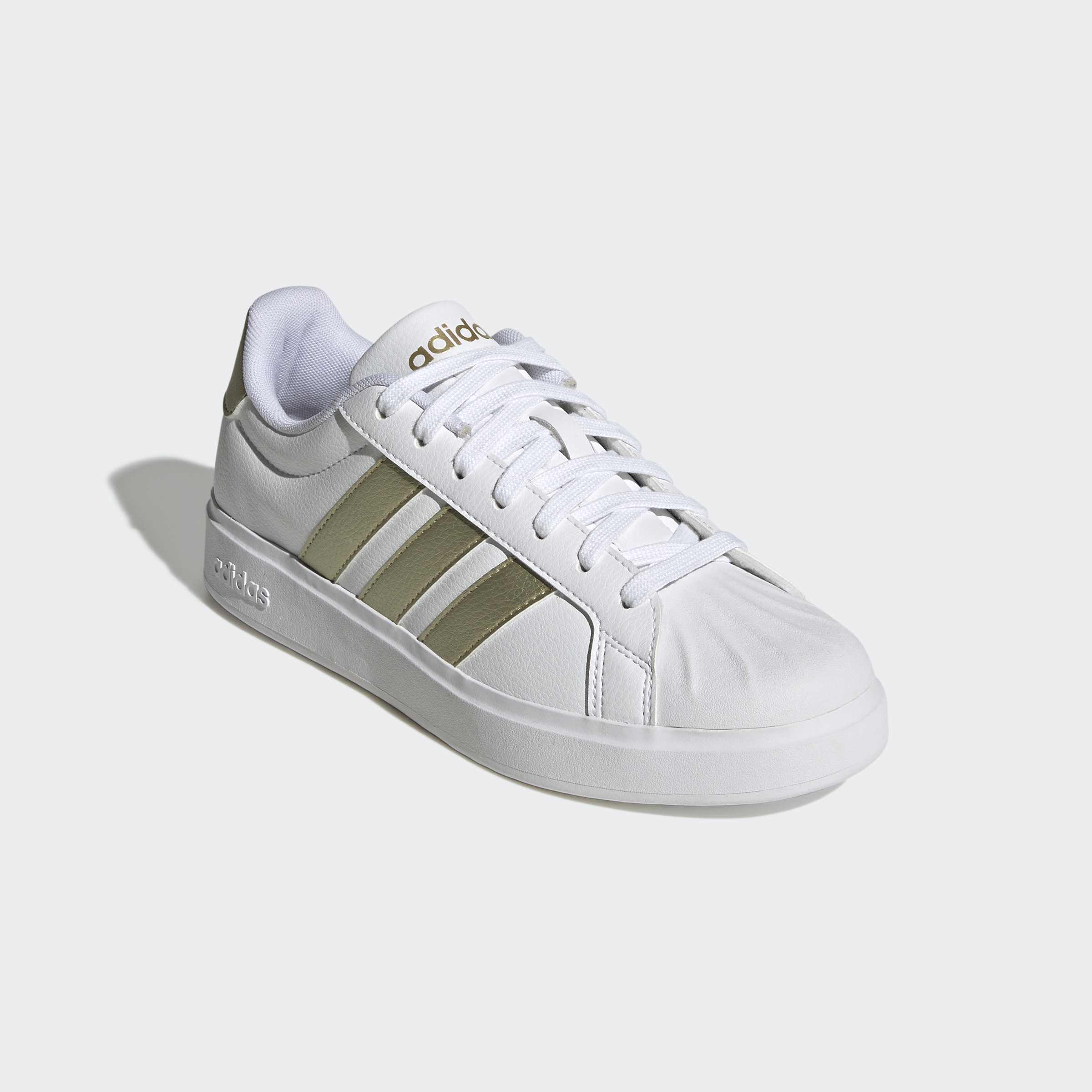 Sneaker ADIDAS SPORTSWEAR "STREETTALK", Damen, Gr. 41, cloud weiß, gold metallic, cloud weiß, Synthetik, Schuhe Sneaker, inspiriert vom Design des adidas Superstar