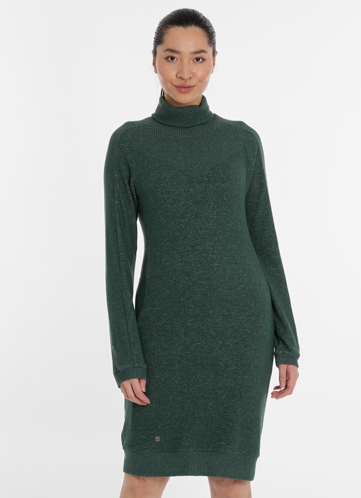 Strickkleid RAGWEAR "PEONA", Damen, Gr. L (40), N-Gr, pine grün, Feinstrick, Obermaterial: 75% Viskose, 22% Polyester, 3% Elasthan, unifarben, figurbetont knielang, Rundhals, Kleider Strickkleid, Label-Applikation am Saum für den unverkennbaren...