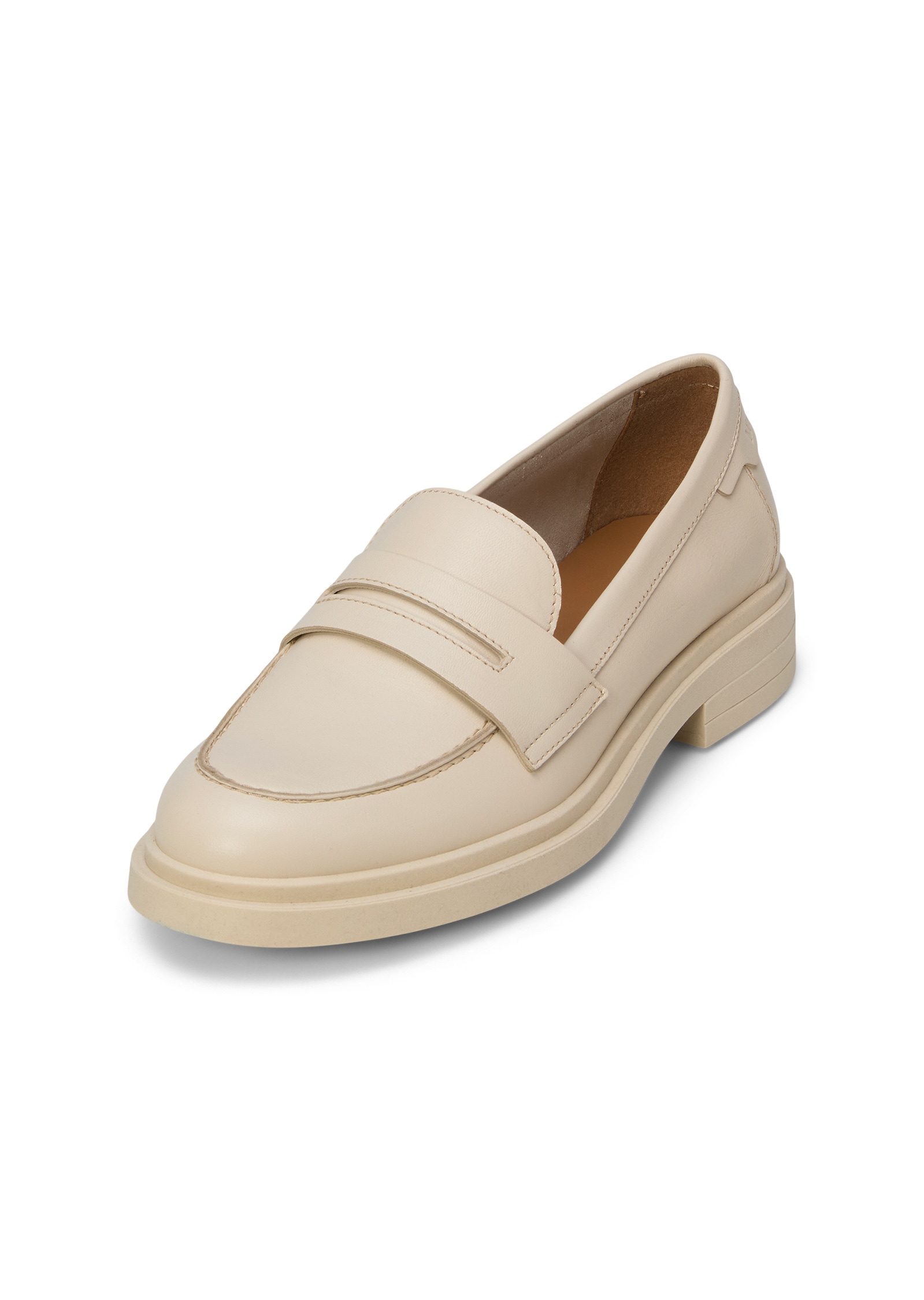 Loafer MARC O'POLO "aus edlem Rindleder", Damen, Gr. 36, natural cotton, Obermaterial: 100% Leder (Rind), unifarben, Schuhe Loafer