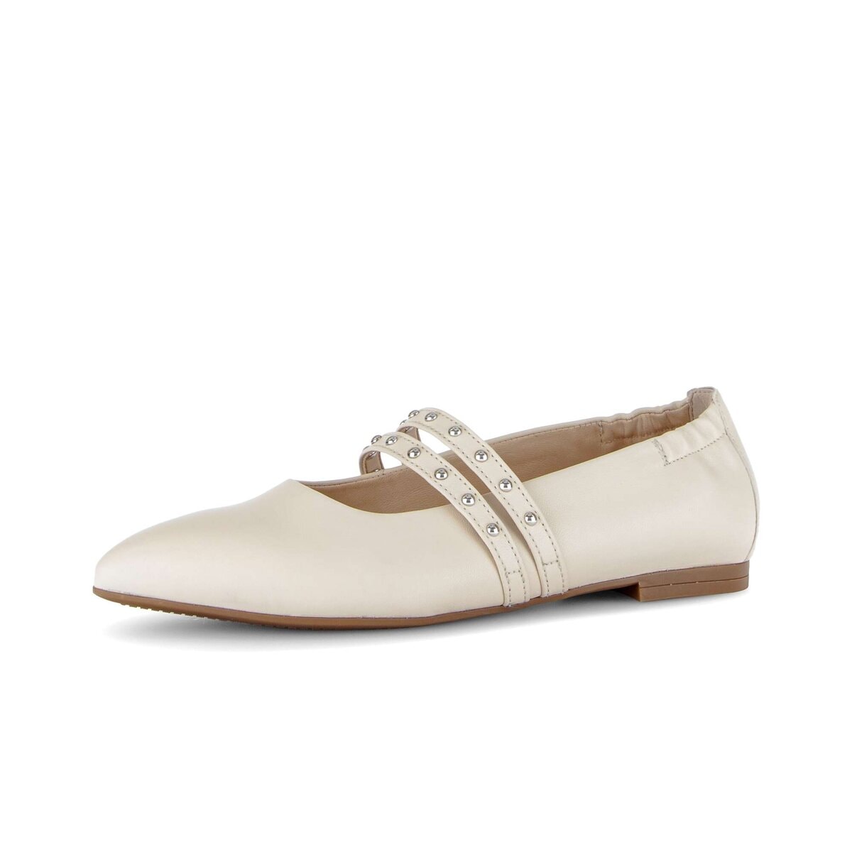 Ballerina GABOR "Eleganter Ballerina Glattleder", Damen, Gr. 37,5, beige, Schuhe Ballerina