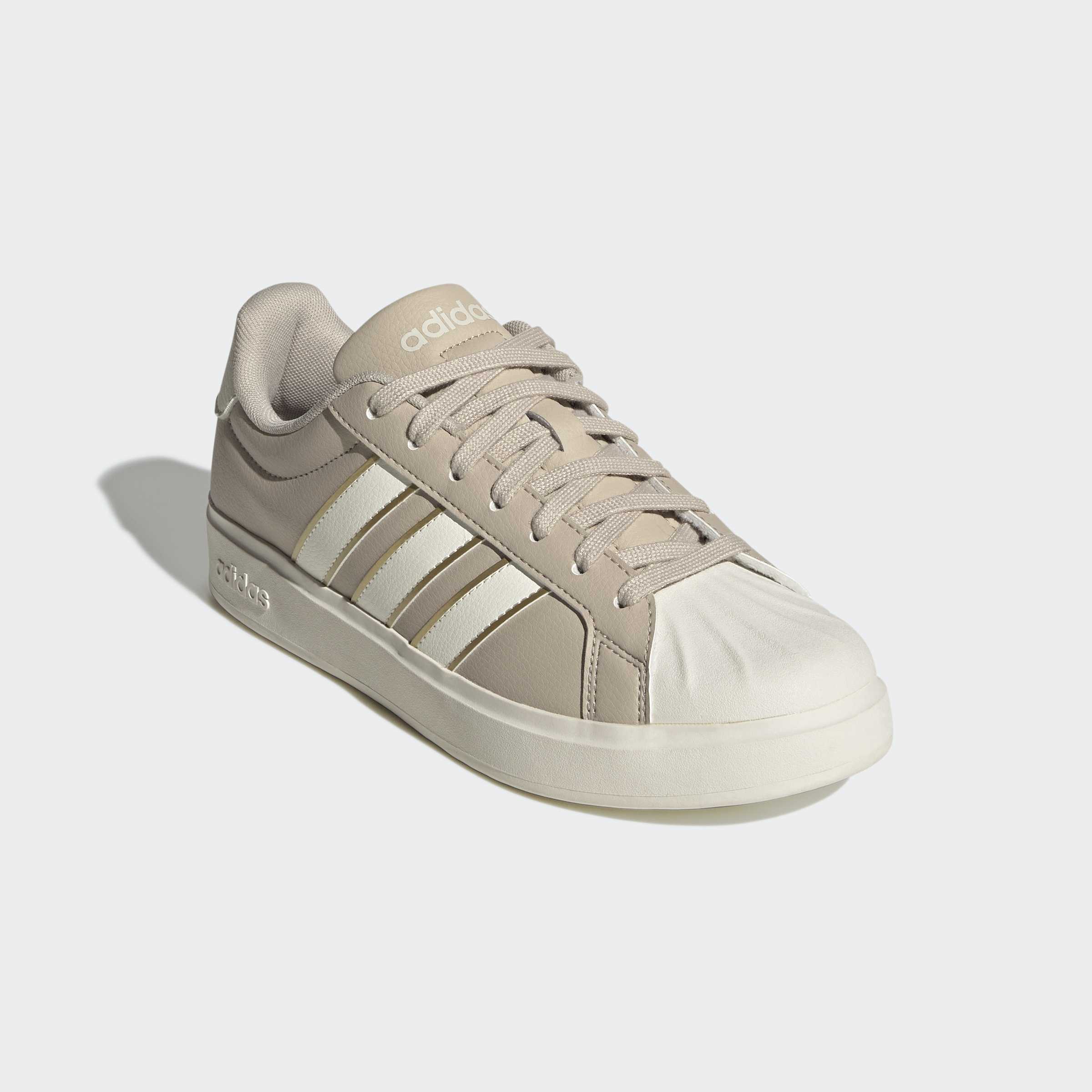 Sneaker ADIDAS SPORTSWEAR "STREETTALK", Damen, Gr. 42, wonder beige, sanftes weiß, gold metallic, Synthetik, Schuhe Sneaker, inspiriert vom Design des adidas Superstar