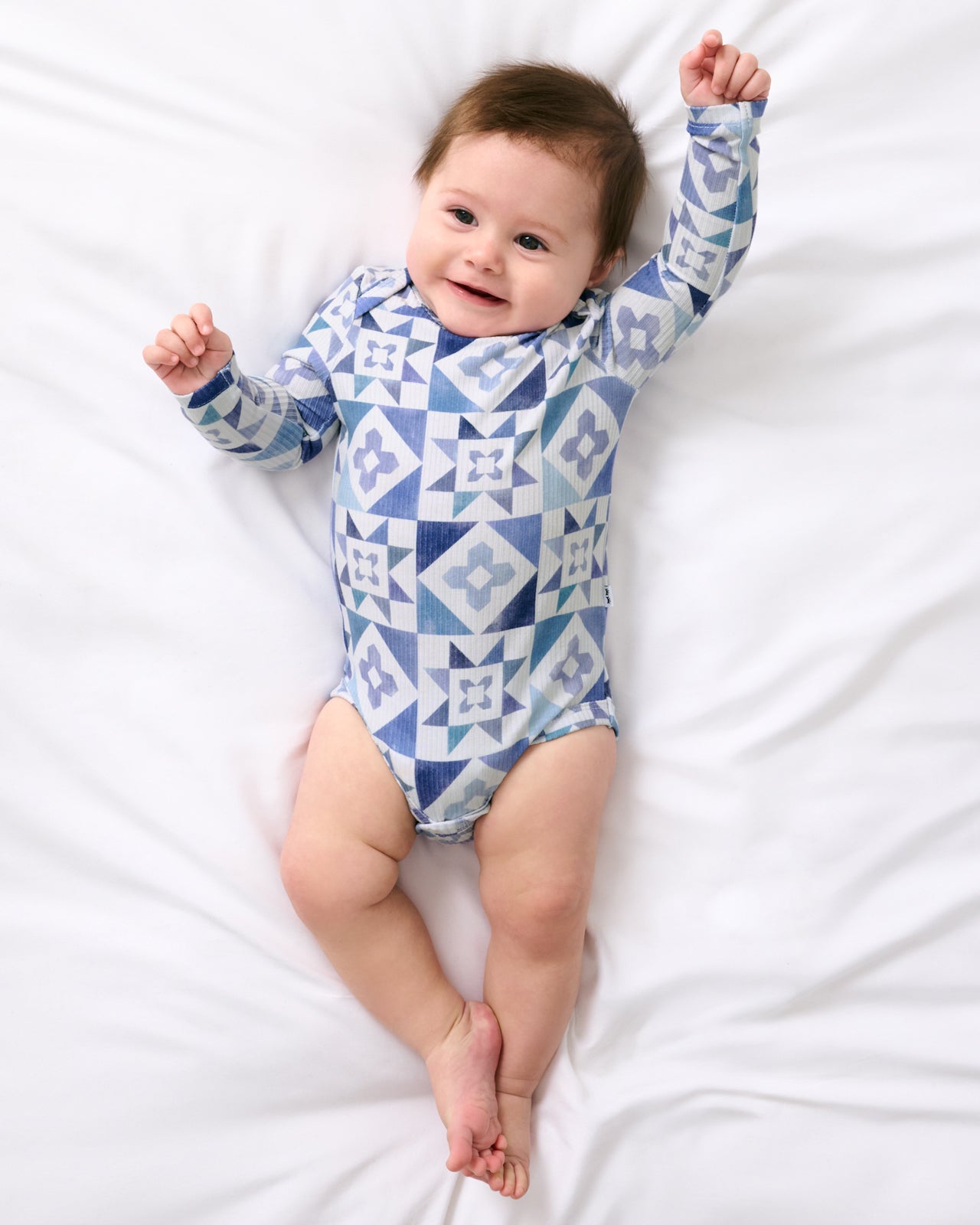 Patchwork Indigo Ribbed Bodysuit - Newborn