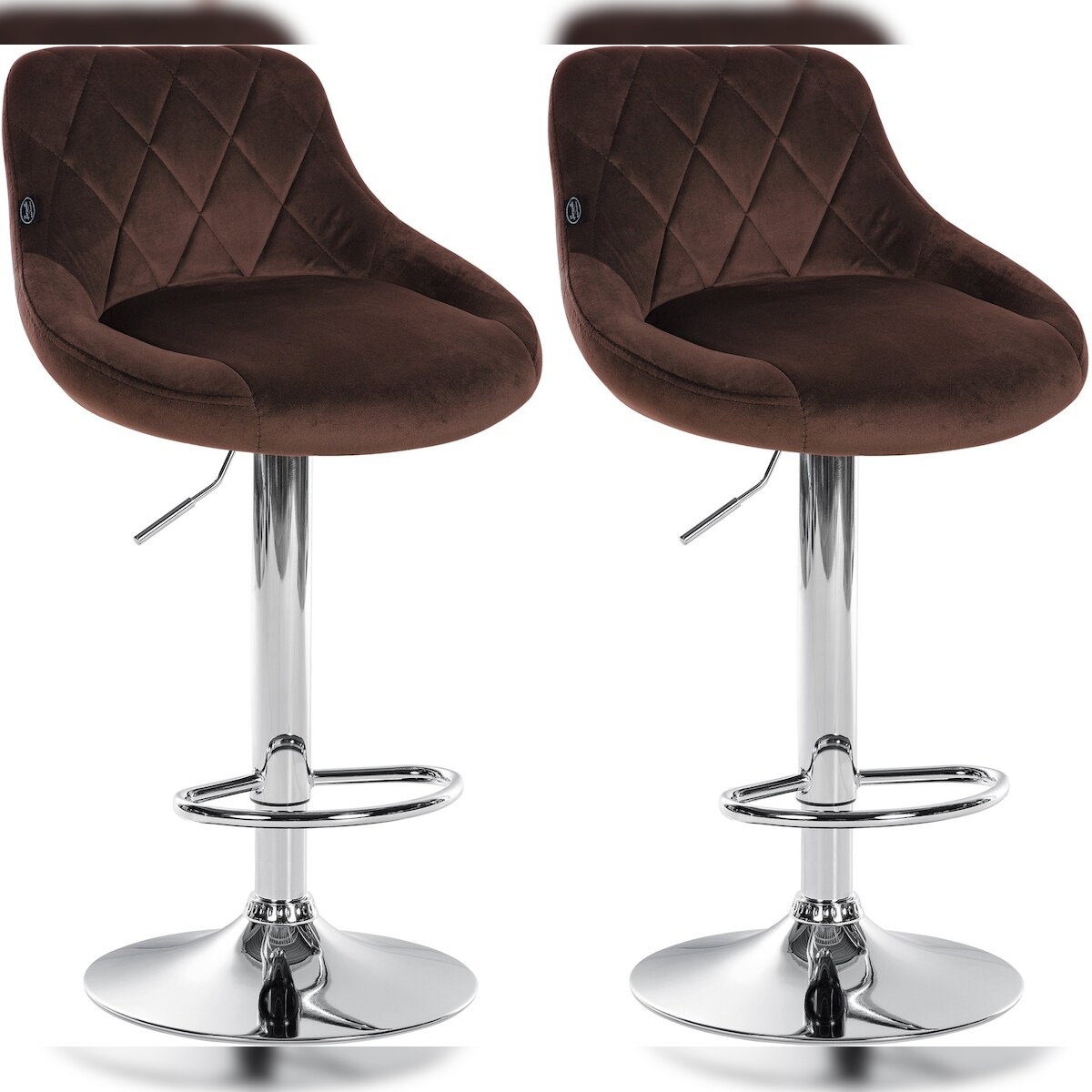 CLP 2er Set Barhocker Lazio Samt braun/chrom Image