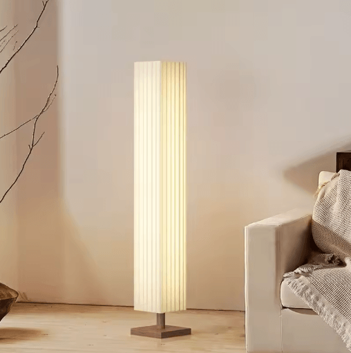 Fabric LED Floor Lamp Decorative Wooden Standing Light For Living Room And Bedroom tricolor Light a