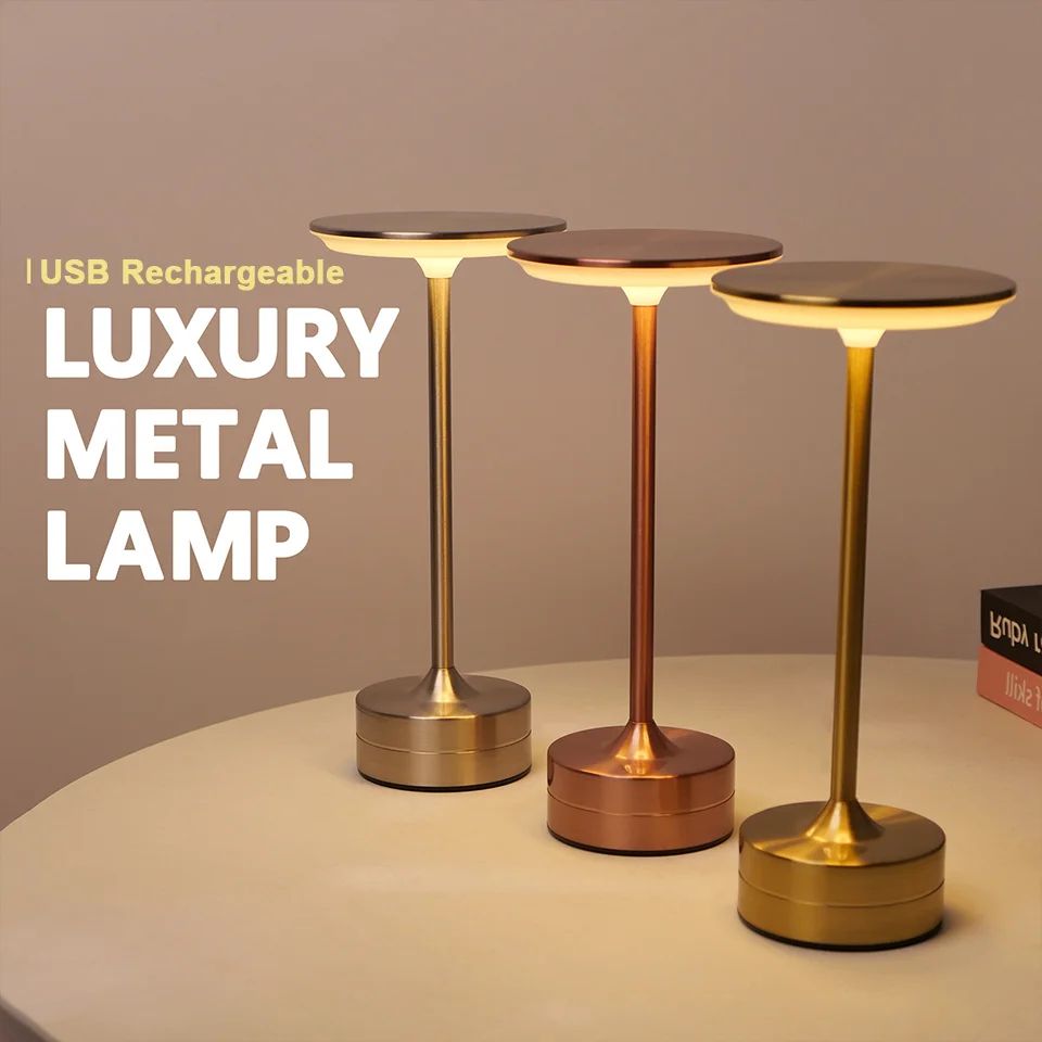 USB Rechargeable Touch LED Table Lamp Night Light, Wireless Portable Reading Lamp For Bedroom, Bar, Hotel, Restaurant rose Gold