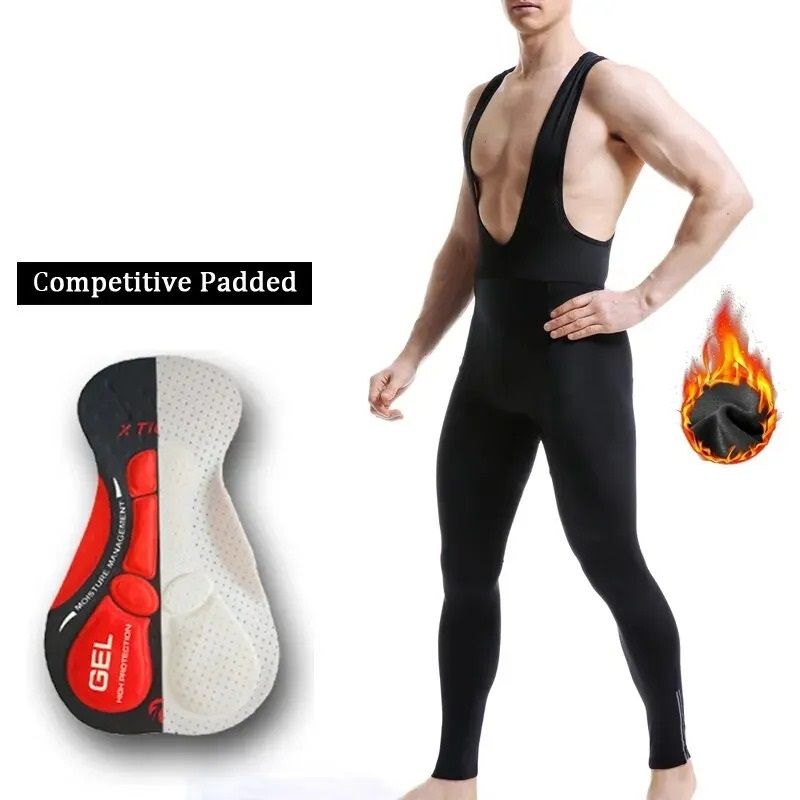 Winter Thermal Cycling Bib Trousers Mountain Bike Bicycle Tights black B xxxl