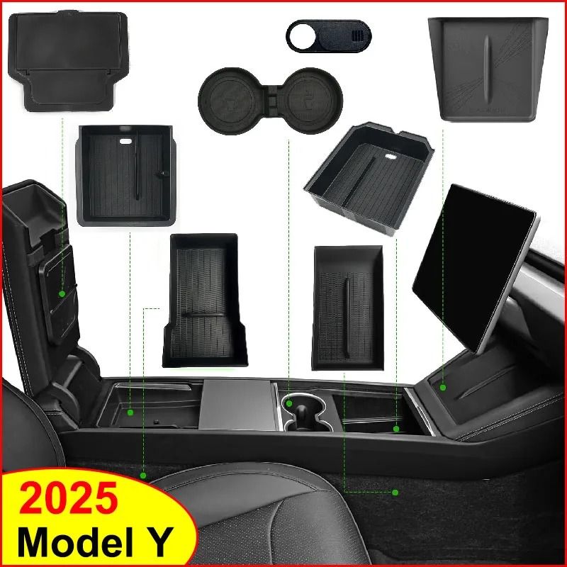 Tesla Model Y 2025 Juniper Console & Armrest Storage Organizer Box Custom Fit Interior Storage Solution abs 8in1 M3 New