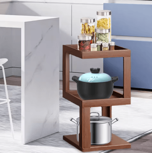 Industrial Bamboo Rotating Bookshelf 360 Spinning Narrow Shelf For Small Spaces hu 4