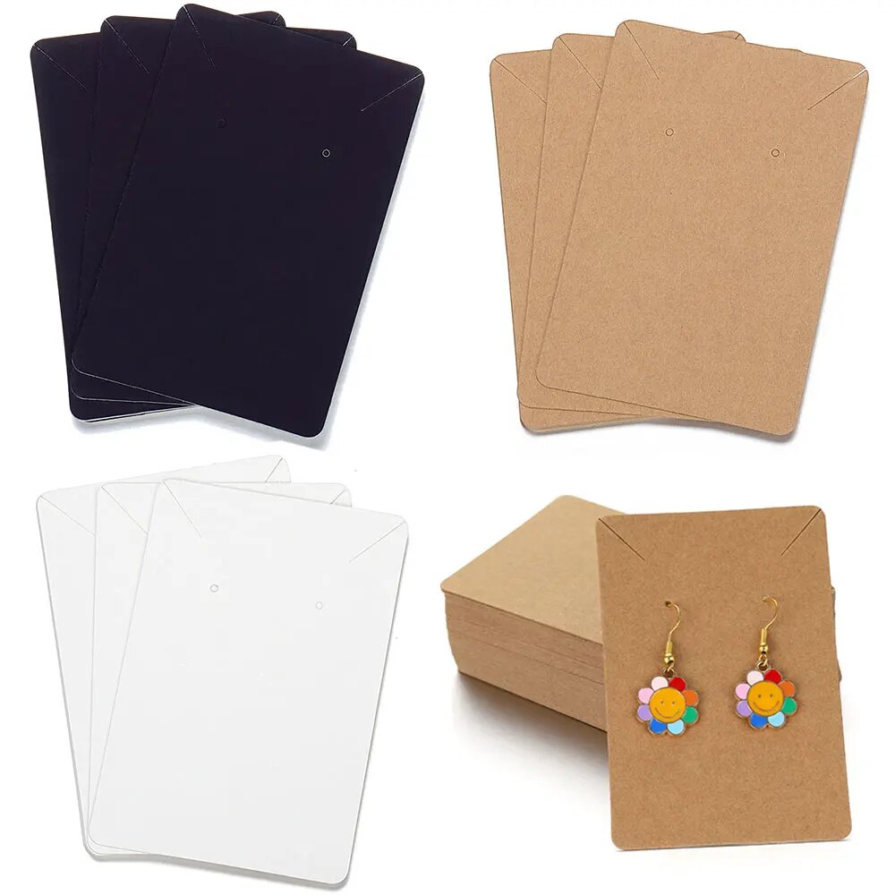 Kraft Paper Jewelry Packaging Cards For Earrings Necklace 50pcs Blank Display Cards black