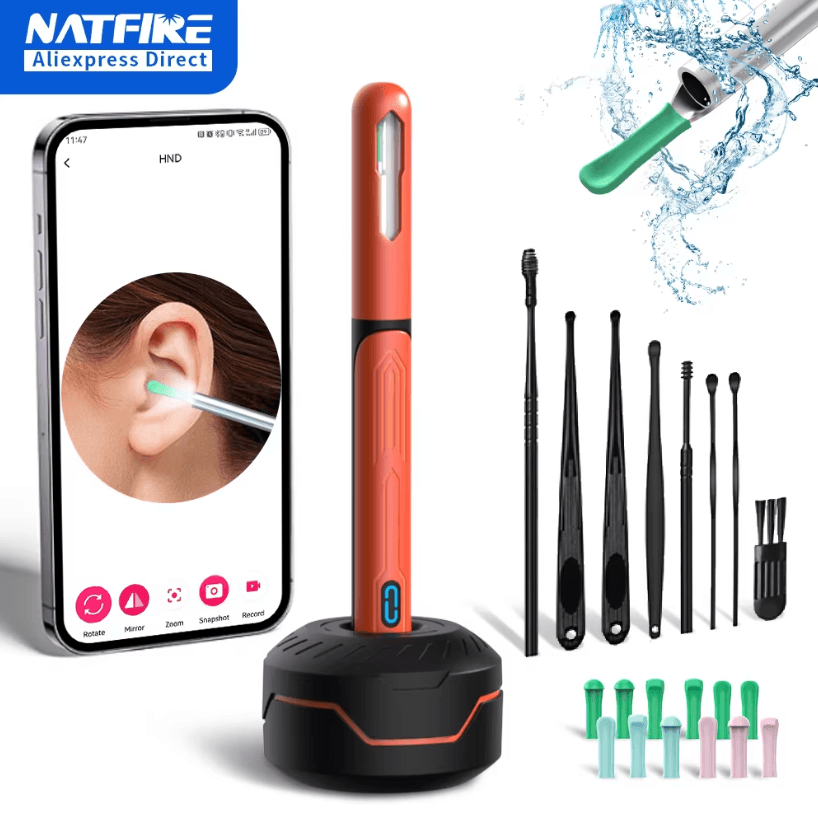 NK3 Pro HD Visual Ear Cleaner With Camera USB C Otoscope Earwax Removal Endoscope Kit set1 black Set