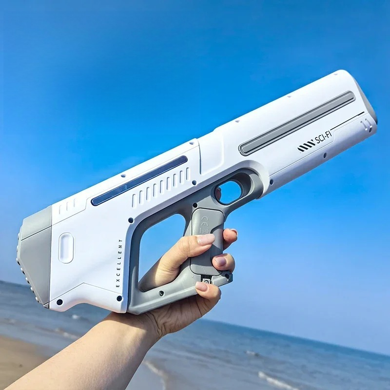 Summer Electric Water Guns, Automatic Water Suction Water Blasters, Powerful Squirt Outdoor Beach Toy Gift For Boys brown