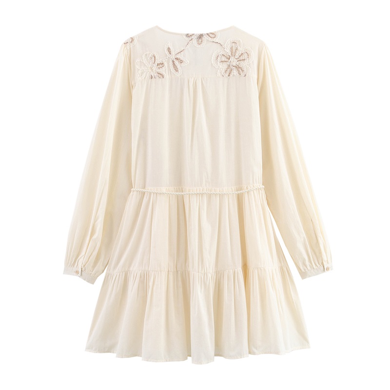 Flower Embroidered Mini Dress Women, Tassel Pleated Short Dresses For Woman, Summer Beach Womens Dress, Boho Dress Woman white l