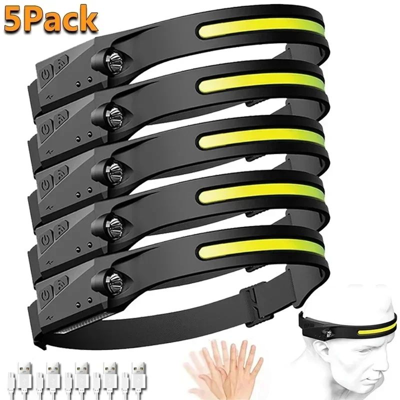 Rechargeable LED Sensor Headlamp 5pcs built in Battery