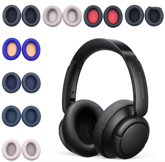 Protein Leather Ear Pads Replacement For Anker Soundcore Life Q10 Q30 Q35 blue for Q30