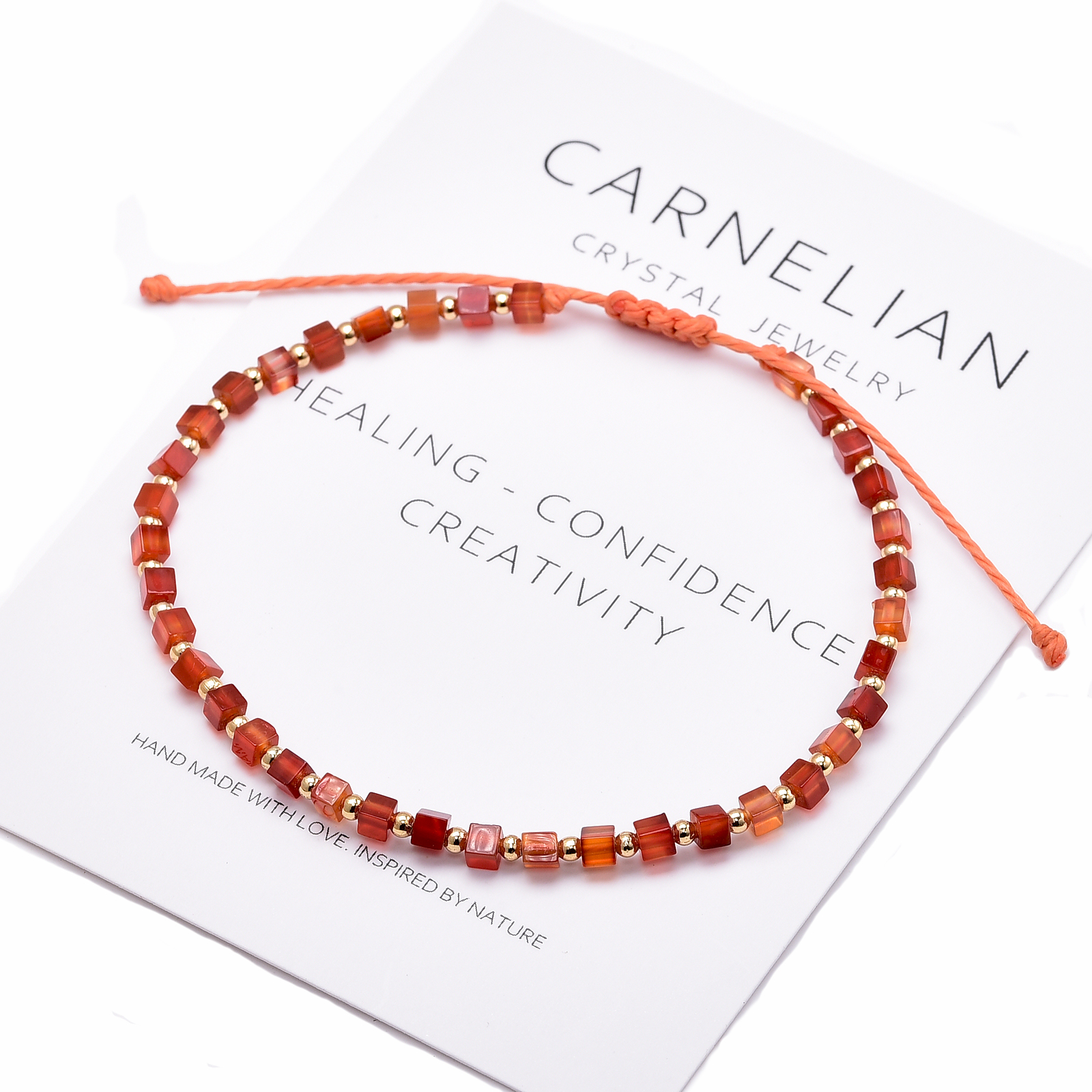 Dainty Red Carnelian Bracelet Small Square Agate Gold Plated Copper Braided Bracelet For Women Dainty Red Carnelian Bracelet Small Square Agate Gold Plated Copper Braided Bracelet For Women