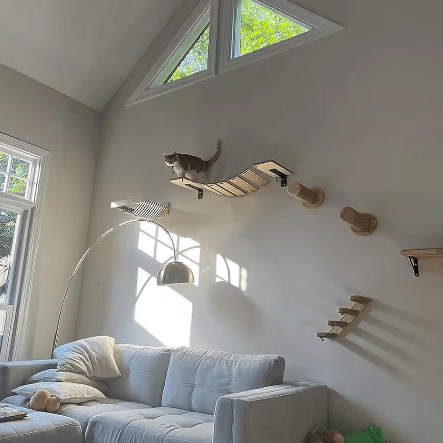 Wall Mounted Cat Tree With Sisal Scratching Post Hammock And Climbing Platforms cat Hammock 2