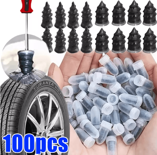 Universal Tubeless Tire Repair Kit Glue Free Vacuum Plug Set For Cars & Motorcycles 10x Large