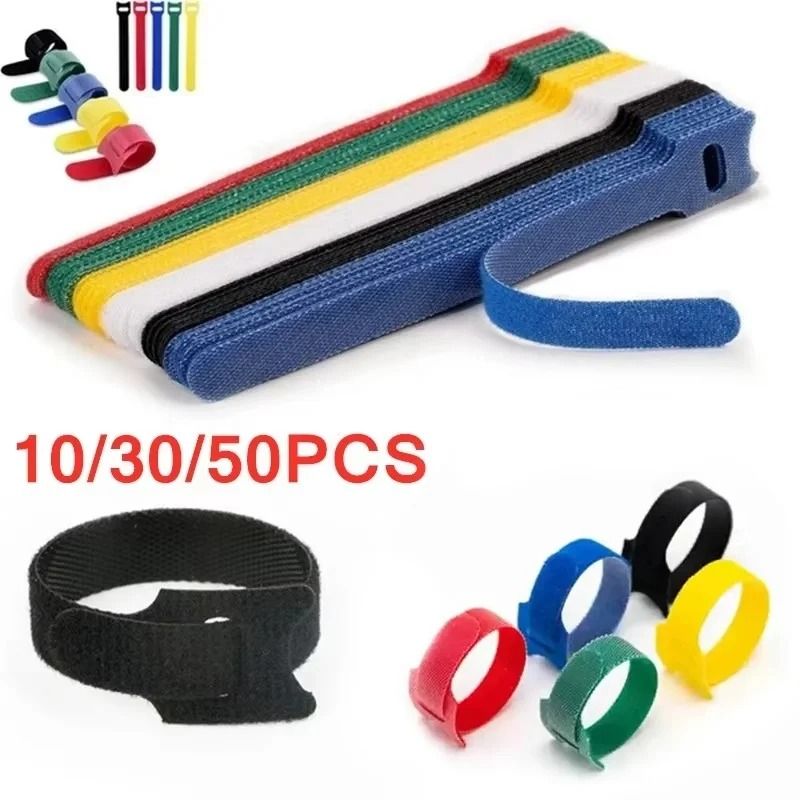 Professional Reusable Nylon Cable Ties And Multi Color T Type Cord Management 50 Piece Set black 10pcs