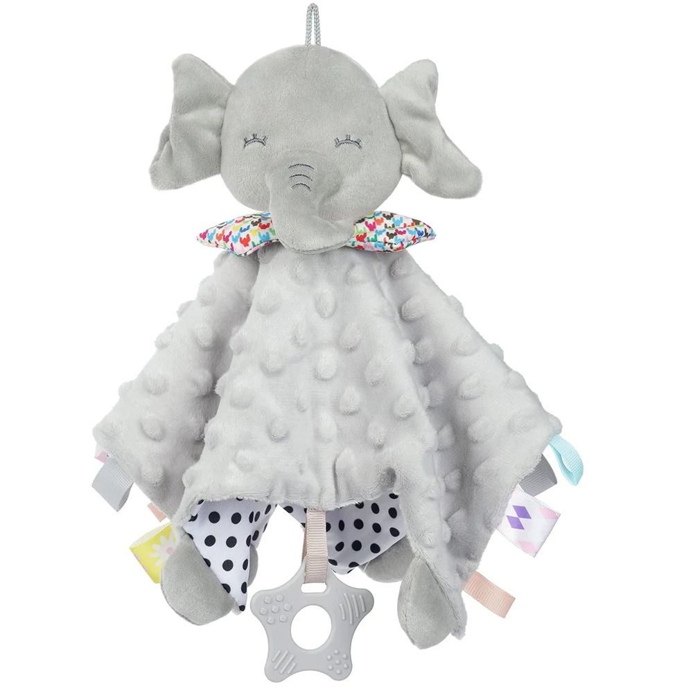 Baby Security Blanket Elephant With Tags Teether Rattles Soft Snuggle Stuffed Animal blue Rabbit