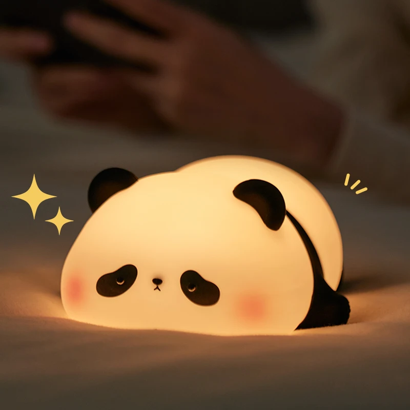 Panda LED Night Light, Touch Sensor Cartoon Kid's Nightlights, Silicone Child Bedside Lamp, Holiday Christmas Gift panda